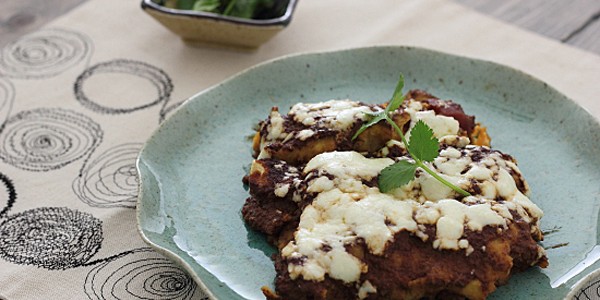Sweet Potato and Tofu Enchiladas with Mole Sauce