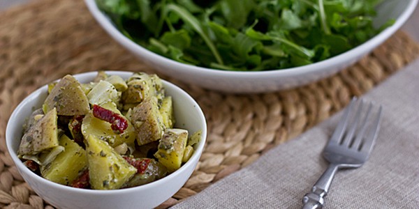 Pesto Potato Salad with Artichokes and Sundried Tomatoes