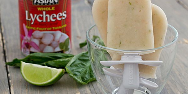Basil Infused Lychee Lime Pops