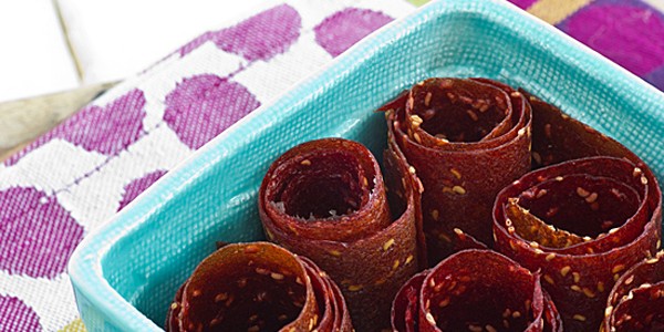 Raspberry Peach Fruit Leather Rolls