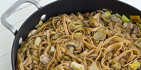 Wild Mushroom Fettucini with Smoked Apple Sage Sausage