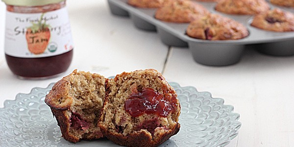 Banana Strawberry Oatmeal Muffins
