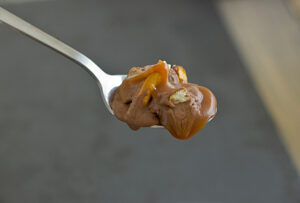 Chocolate Caramel Pretzel Gelato on Spoon Chocolate Caramel Pretzel Gelato on Spoon
