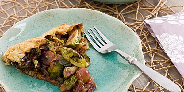 Brussels Sprout and Grape Galette Slice