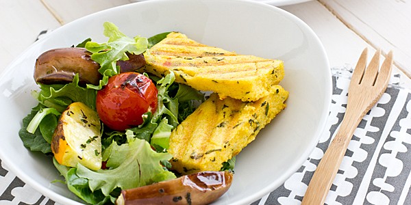 Grilled Veggie Salad with Parmesan Polenta Recipe