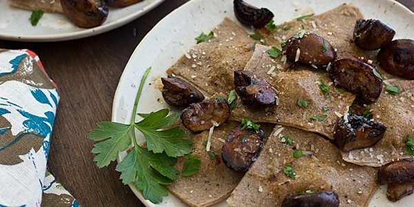 Asparagus Ravioli with Pan-Seared Mushrooms Recipe