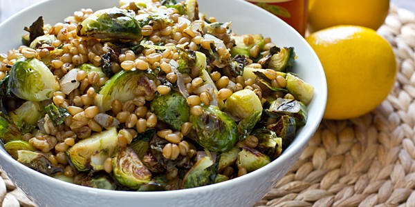 Lemony Wheat Berries with Roasted Brussels Sprouts Recipe