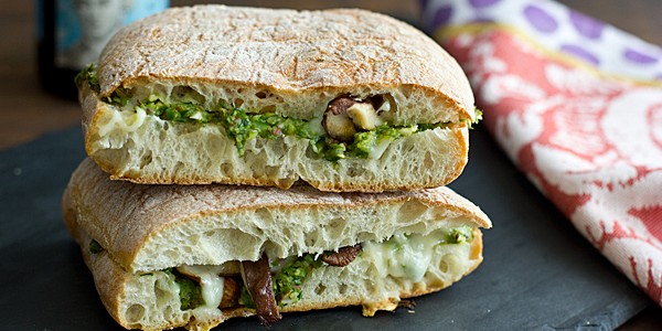 Shiitake Panini with Roasted Asparagus Pesto Recipe