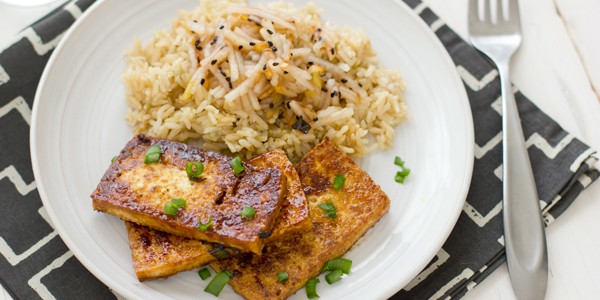 Spicy Korean Tofu with Pear Slaw