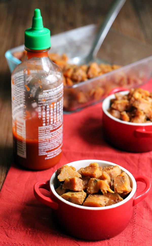 Roasted Sweet Potatoes With Sriracha Five Spice Glaze