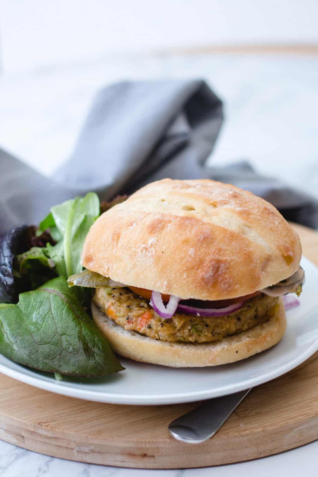 Vegetarian Chickpea And Veggie Burger Oh My Veggies