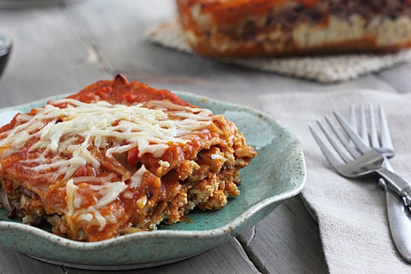 Bloemkool en Tofu Lasagna met Butternut Squash Saus