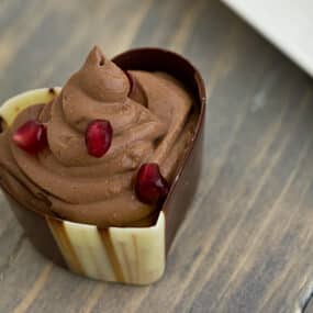 Vegan Dark Chocolate Pomegranate Mousse (close)