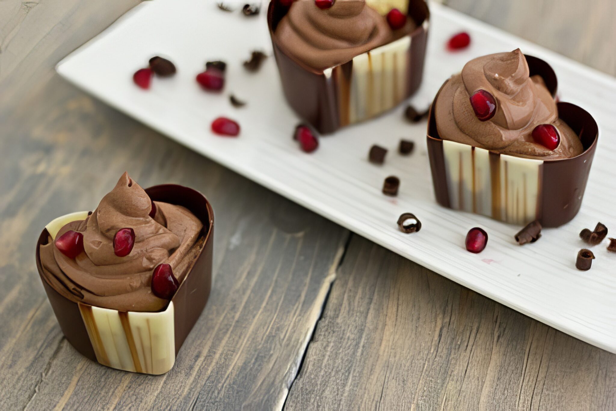 Vegan Dark Chocolate Pomegranate Mousse