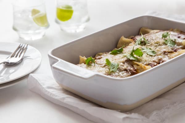 Sweet Potato and Tofu Enchiladas with Mole Sauce