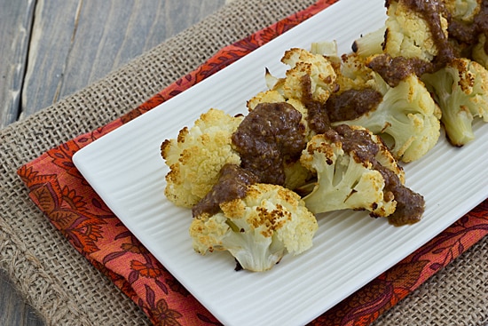 Roasted Cauliflower with Cashew Raisin Vinaigrette (Close)