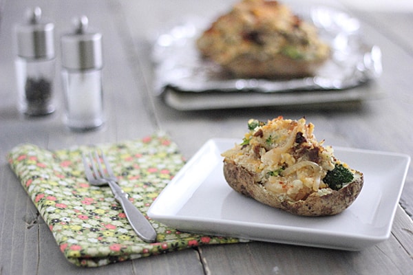 Over Stuffed Twice Baked Potatoes with Smoked Cheddar