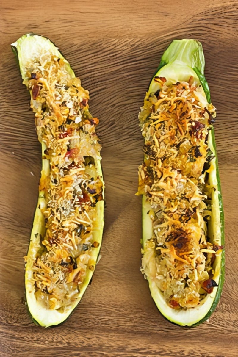Vegetarian Stuffed Zucchini with Parmesan Panko Summer Eats!