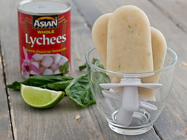 Basil Infused Lychee Lime Pops