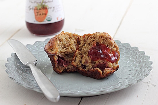 Banana Strawberry Oatmeal Muffins