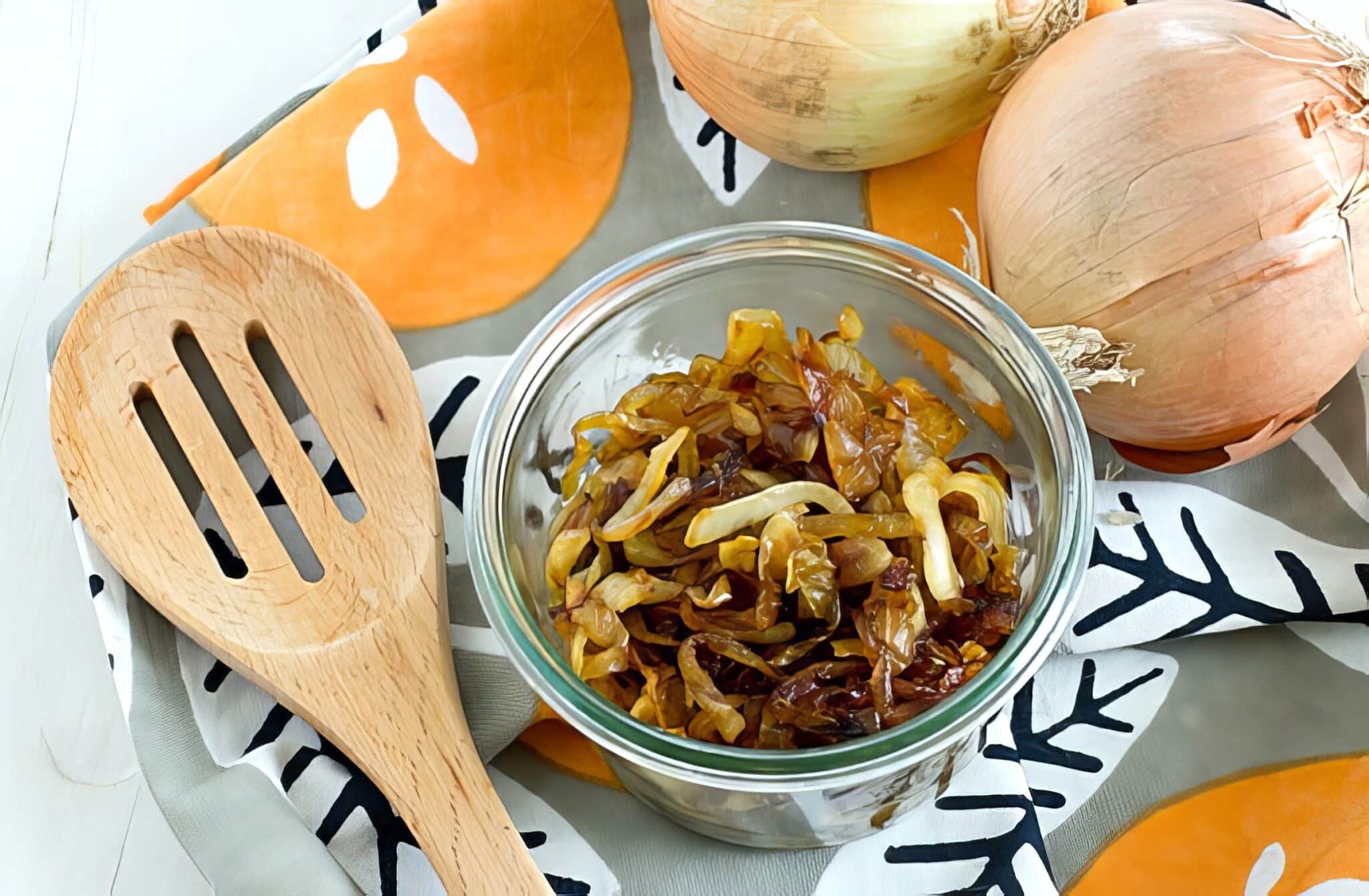 caramelized onions in a glass jar