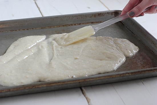 Spread Puree on Baking Sheet
