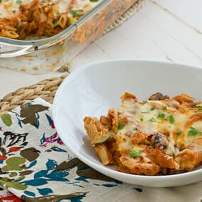 Vegetable Baked Ziti in Dish