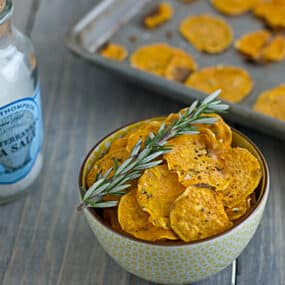 Garlic Rosemary Baked Sweet Potato Chips