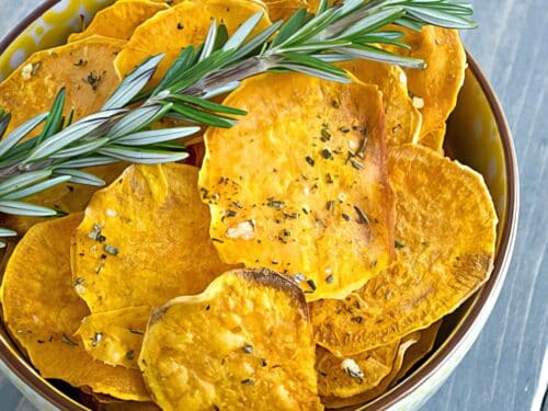 Baked Sweet Potato Chips with Rosemary and Sea Salt