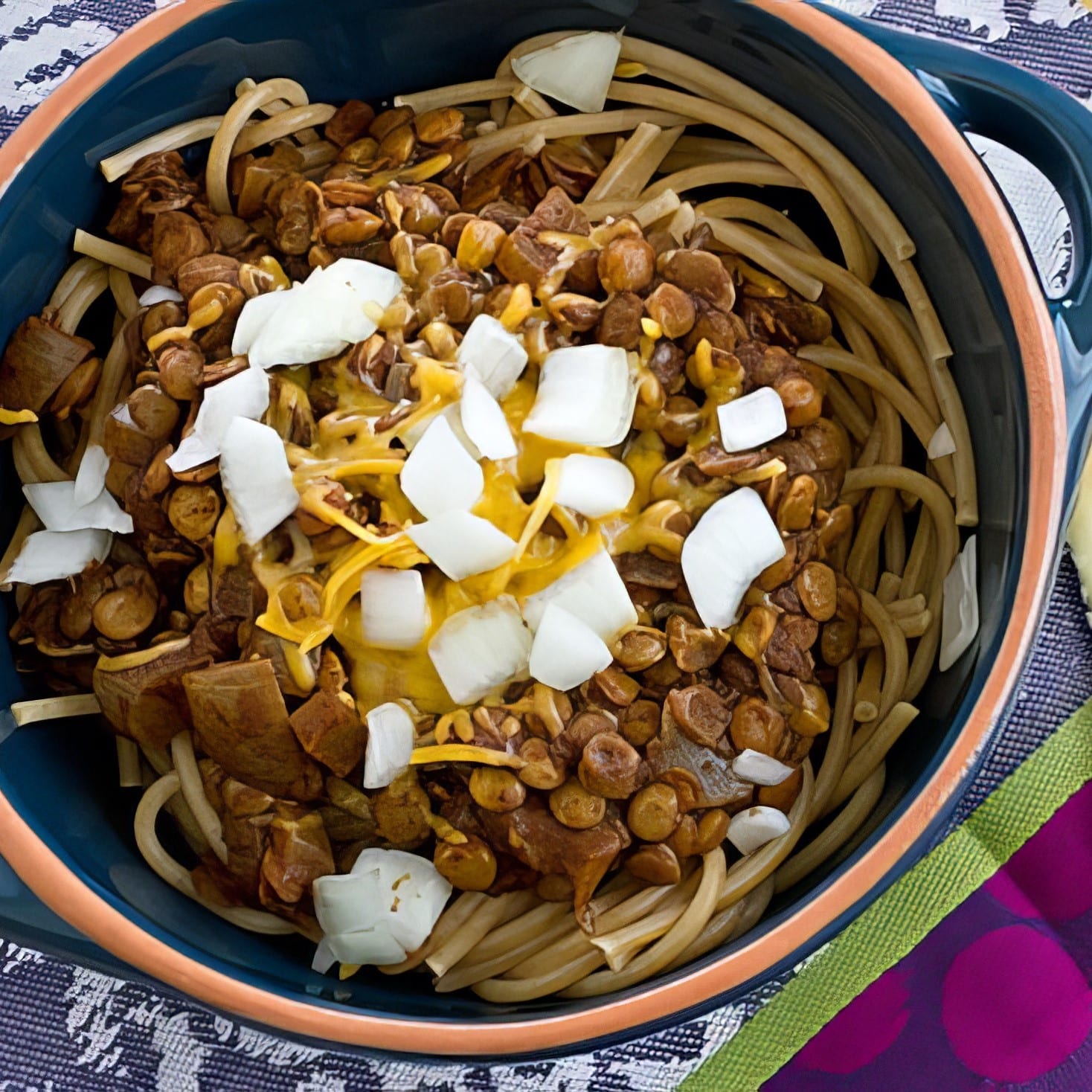 Vegan Cincinnati Chili in a bowl