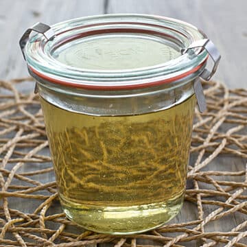 Basil Simple Syrup in Jar