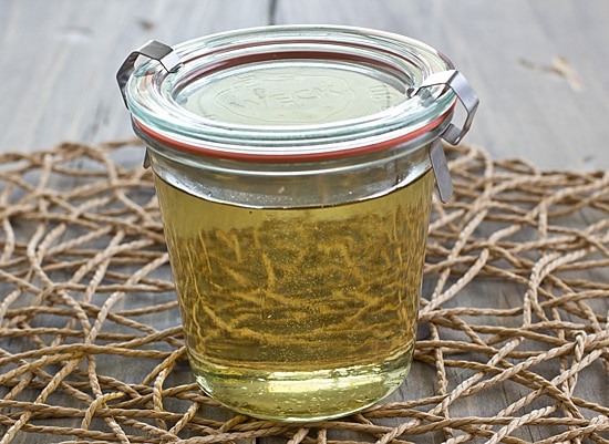 Basil Simple Syrup in Jar