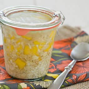 Coconut Mango Overnight Oatmeal in Jar