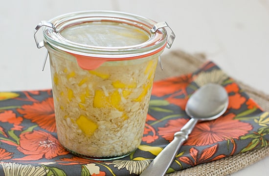 Coconut Mango Overnight Oatmeal in Jar