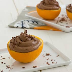 Orange Cardamom Chocolate Mousse in Orange Cups