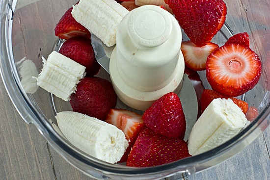 Strawberries and Banana in Food Processor