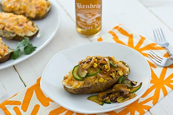 Twice Baked Salsa Potatoes with Fajita Veggies