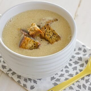 Fresh Corn Soup with Herbed Croutons [angled]