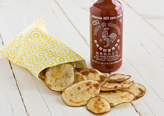 Baked Sriracha Potato Chips