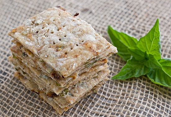 Basil and Sun Dried Tomato Crackers