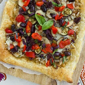 Caramelized Onion & Eggplant Puff Pastry Tart Recipe
