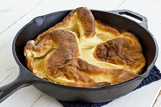 Peach Dutch Baby in Skillet