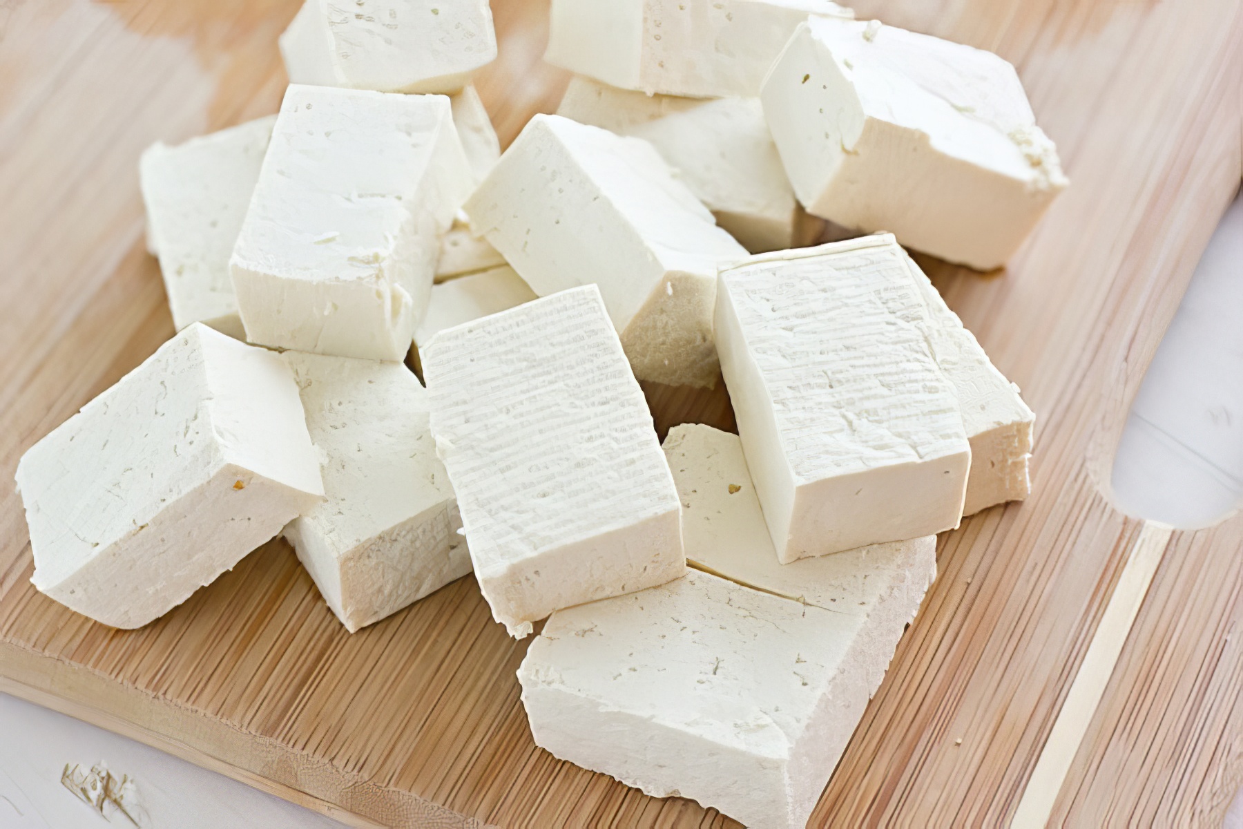 blocks of sliced tofu