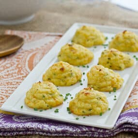 Trimmed-Down Cheddar & Chive Duchess Potatoes Recipe