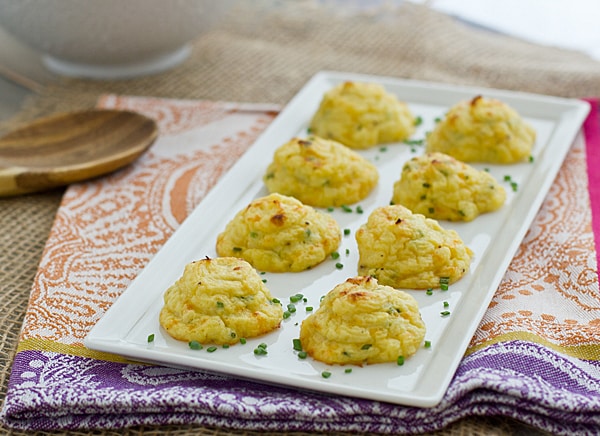 Trimmed-Down Cheddar & Chive Duchess Potatoes Recipe