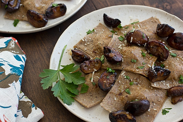 Asparagus Ravioli with Pan-Seared Mushrooms Recipe