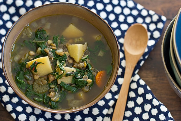 Chard, Lentil, and Potato Slow Cooker Soup