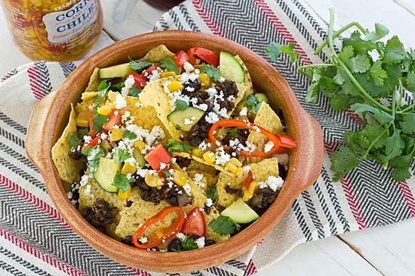 Loaded Veggie Nachos with Portabella Mushroom Meat