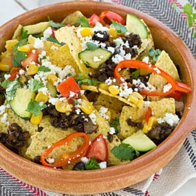 Loaded Veggie Nachos with Portabella Mushroom Meat Recipe