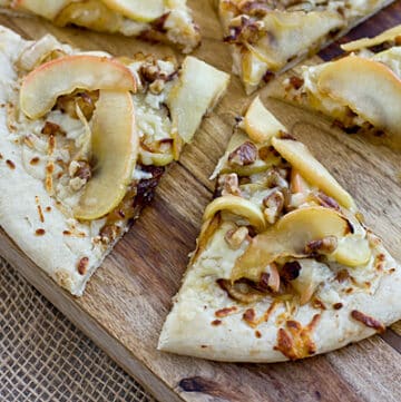 Apple Cheddar Pizza with Caramelized Onions & Walnuts